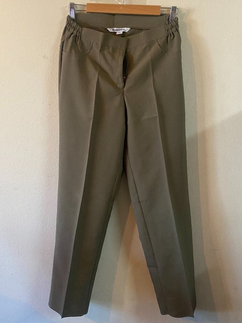 BONNIRIVER MEDIUM OLIVE GREEN WOMEN'S COMFORT-WAIST DRESS PANTS